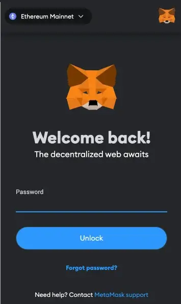步骤 2. 连接到您的 MetaMask 钱包帐户