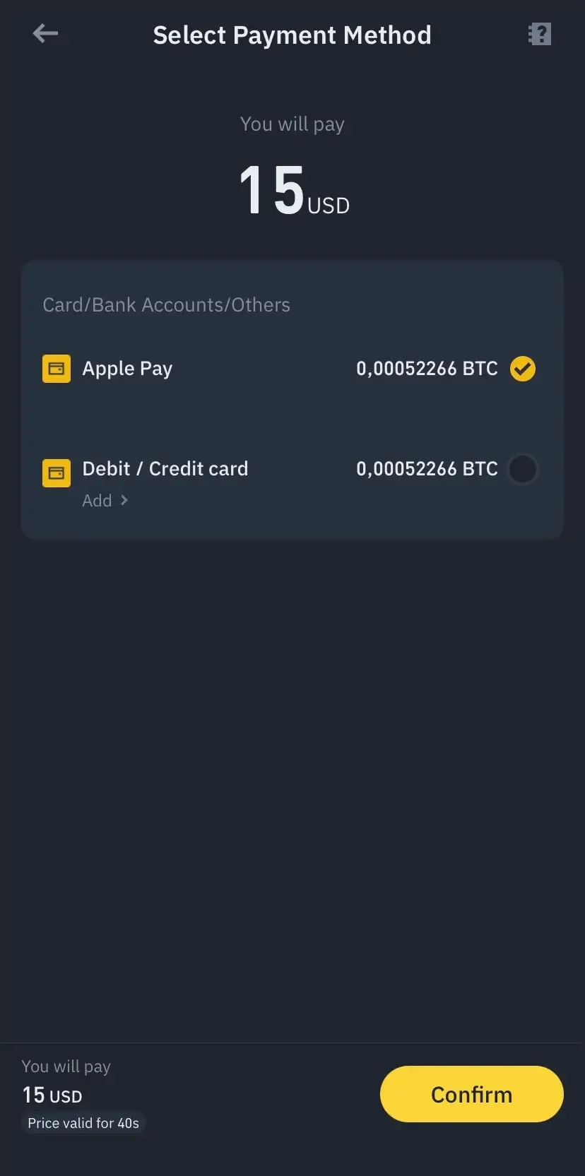 第四步:选择“Apple Pay”并确认交易